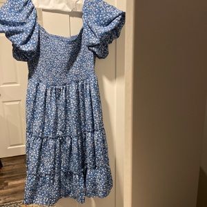 Off the shoulder blue floral dress